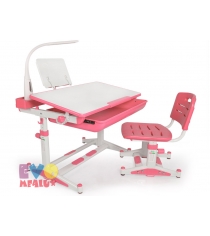 Детская парта и стульчик с лампой Mealux EVO-04 New XL pink лампа